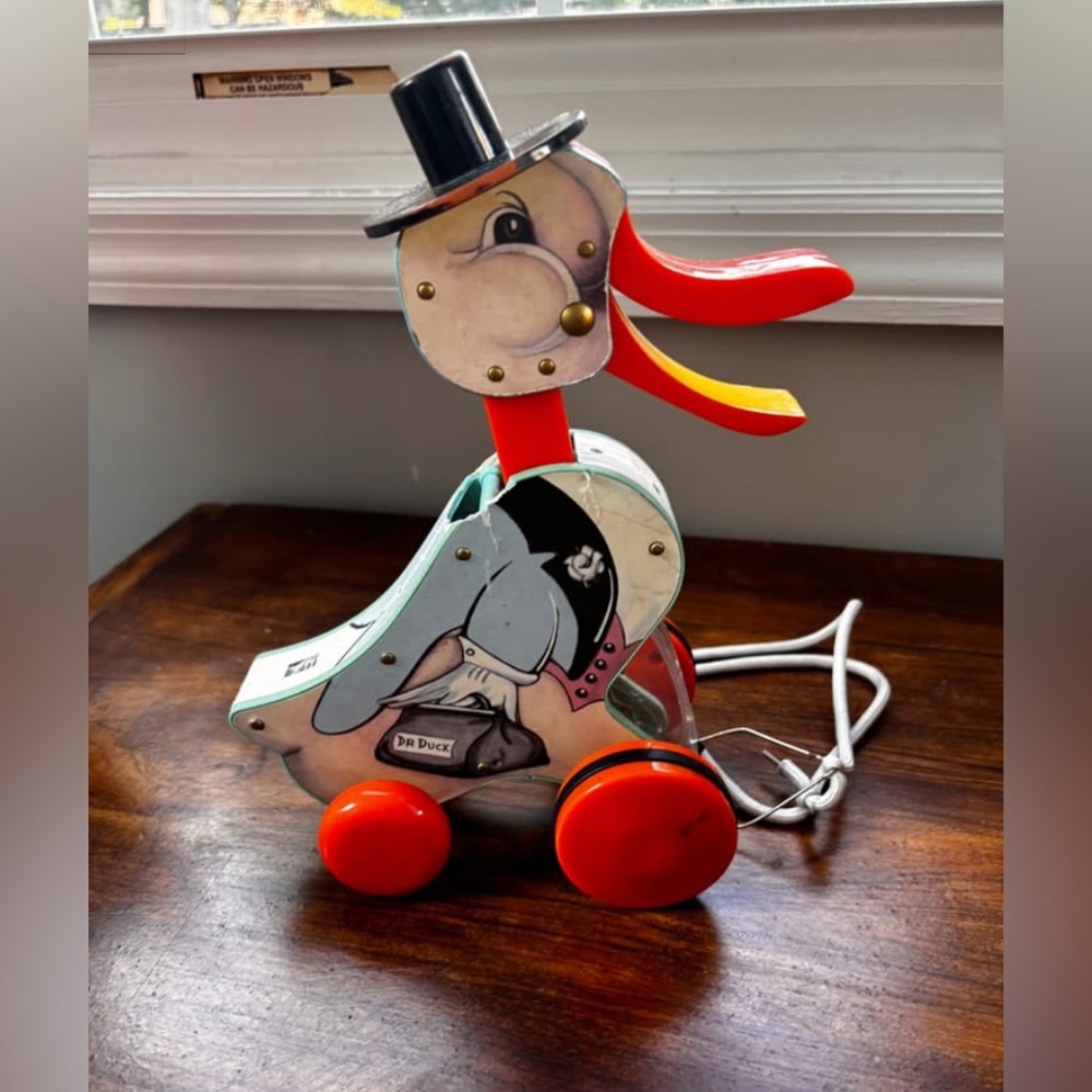 Dr. Duck Pull-Along Wooden Toy - Red and Yellow